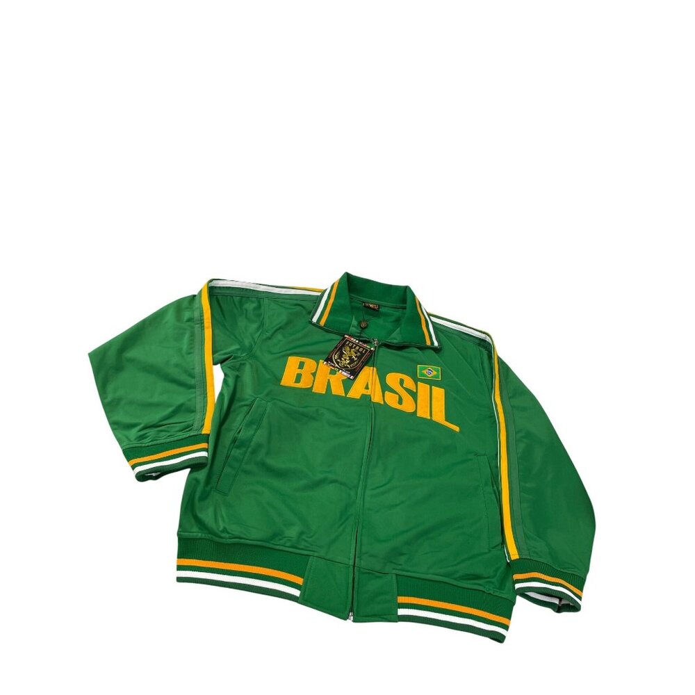Fifth Sun Brazil mens green full zip track varsity jacket Sz XL SKU 9608